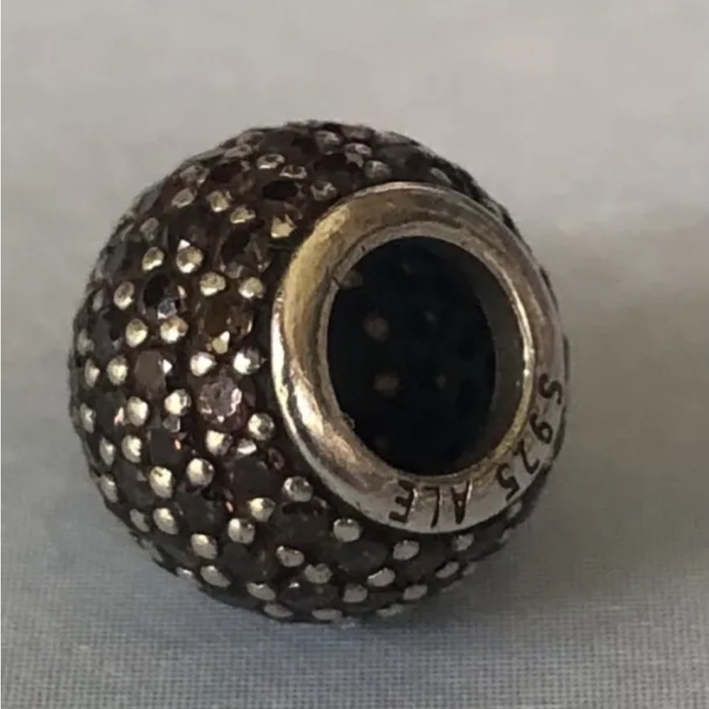 Authentic PANDORA Pave Lights Brown Bead Charm 791051BCZ - Picture 3 of 4